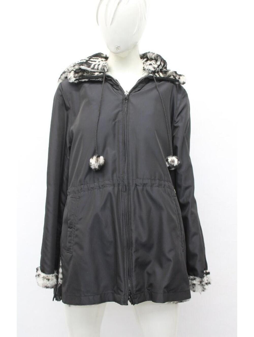 Showroom New Sheared Rabbit Fur Reversible Jacket Coat Women Woman Size 6 W/Hood